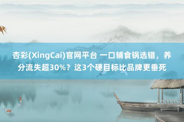 杏彩(XingCai)官网平台 一口辅食锅选错，养分流失超30%？这3个硬目标比品牌更垂死