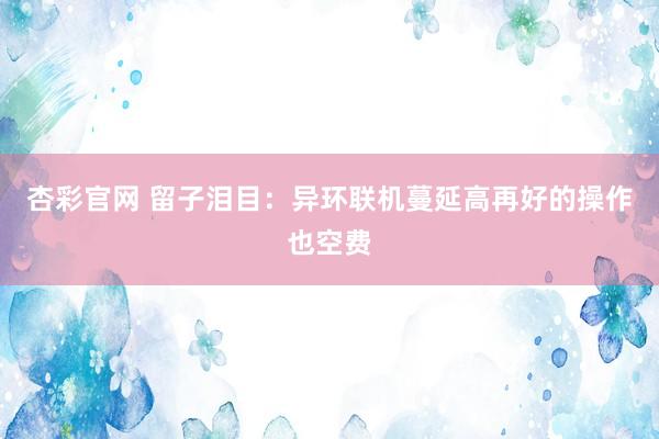 杏彩官网 留子泪目：异环联机蔓延高再好的操作也空费
